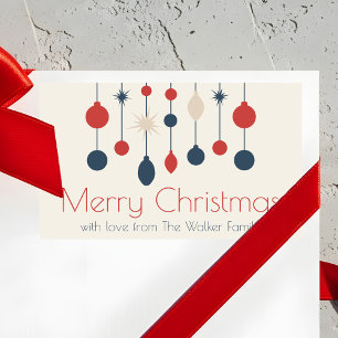 Cute Retro Merry Christmas Red Blue Custom Rectangular Sticker