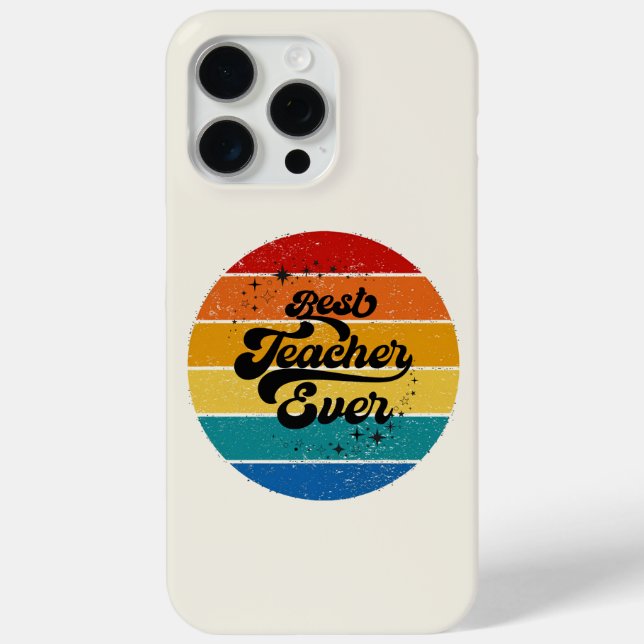 Cute Retro Minimal Phone Case | best teacher ever  (Back)