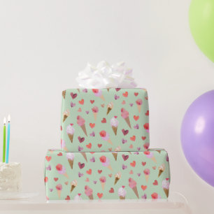 Cute Retro Mint Green Ice Cream Party Original Art Wrapping Paper
