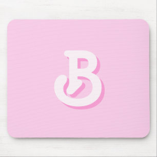 Cute Retro Monogram Pink Mouse Mat