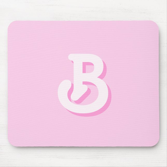 Cute Retro Monogram Pink Mouse Mat (Front)