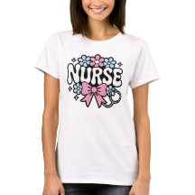 Cute Retro Nurse Design with Flowers and Bow