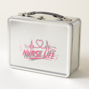 Cute Retro Nurse Life Gradient Metal Lunch Box