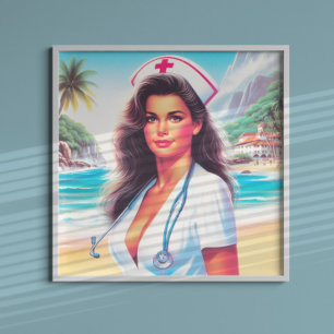 Cute Retro Nurse Poster