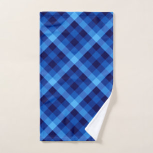 Cute Retro Ocean Blue Plaid Hand Towel