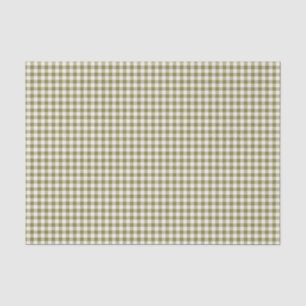 Cute Retro Olive Green Gingham Plaid Pattern  Tissue Paper