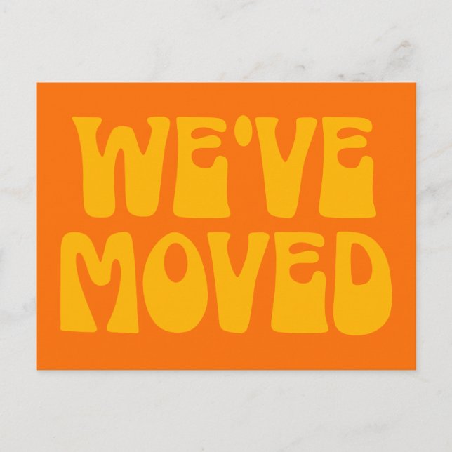 Cute Retro Orange Minimalist Moved New Address Pos Postcard (Front)