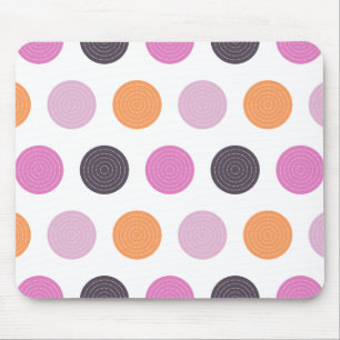 Cute Retro Orange Purple Pink Polka Dot Pattern Mouse Mat