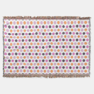 Cute Retro Orange Purple Pink Polka Dot Pattern Throw Blanket
