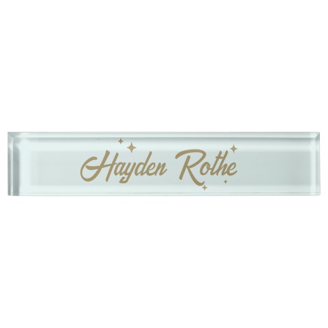 Cute Retro Pastel Blue Teacher Nameplate (Front)