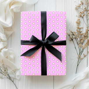 Cute Retro Pastel Star Pink Wrapping Paper