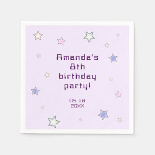 Cute Retro Pastel Stars Light Pink Kids Birthday  Napkin