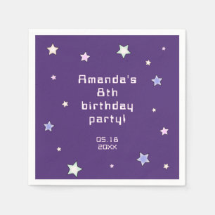 Cute Retro Pastel Stars Light Pink Kids Birthday Napkin