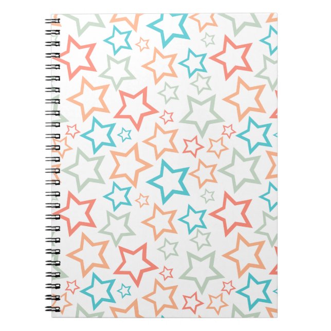 Cute Retro Pastel Stars Summer Beach Notebook (Front)