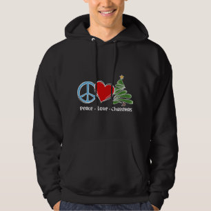 Cute Retro Peace Love Christmas Boho Christmas Hoodie