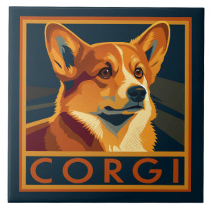 Cute Retro Pembroke Welsh Corgi Tile