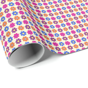 Cute Retro Penny Flower Pattern Wrapping Paper