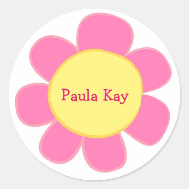 cute retro pink flower sticker (Front)