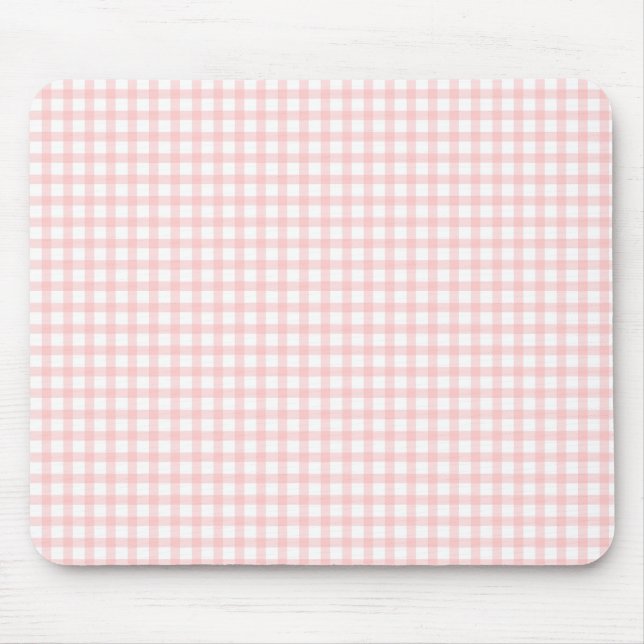 Cute Retro Pink Gingham Plaid pattern Mouse Mat (Front)