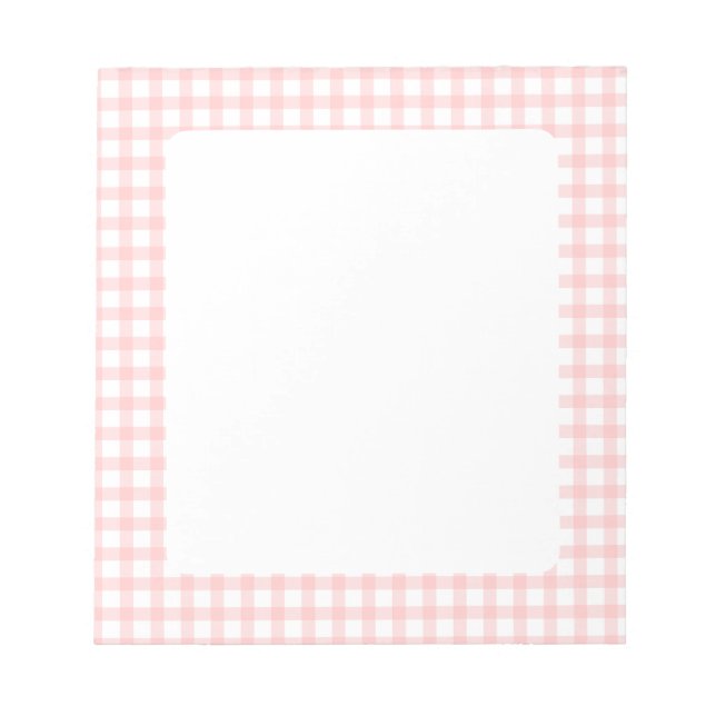 Cute Retro Pink Gingham Plaid pattern Notepad (Front)