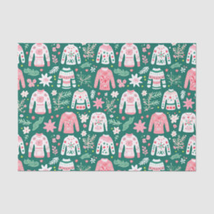 Cute Retro Pink & Green Ugly Christmas Sweater Tissue Paper