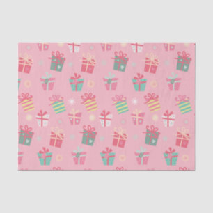 Cute Retro Pink Presents Christmas Holiday Tissue Paper
