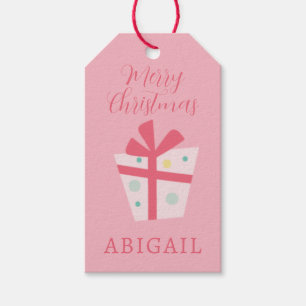 Cute Retro Pink Presents Holiday Christmas Gift Tags