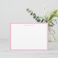 Cute Retro Pink White Gingham Plaid Personalised