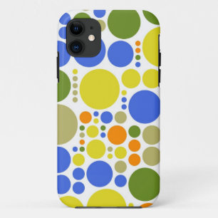 Cute Retro Polka Dots Green Blue Lime Orange iPhone 11 Case