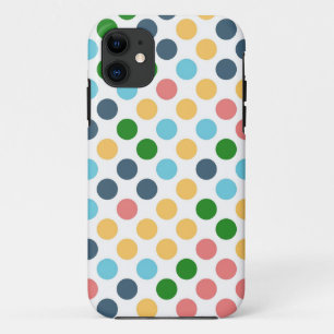 Cute Retro Polka Dots   Yellow Pink Green Aqua iPhone 11 Case