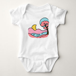 Cute Retro Pop Art Dreamy Moon Landscape Baby Bodysuit
