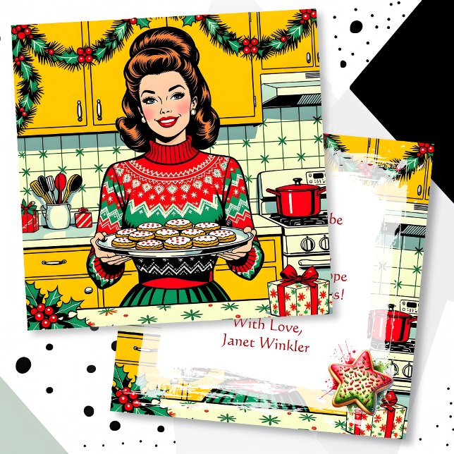 Cute Retro Pop Art Personalized Christmas Card (Creator Uploaded)