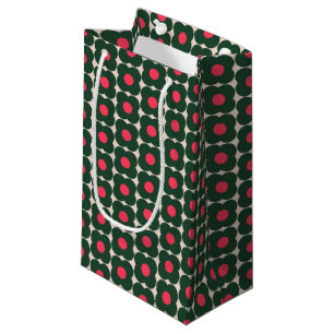 Cute Retro Pop Flower Pattern   Christmas Green Small Gift Bag