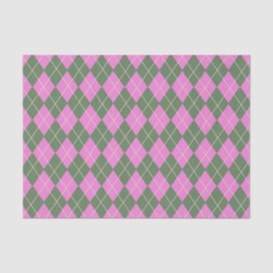 Cute Retro Preppy Pink and Green Argyle Pattern   Tissue Paper
