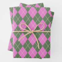 Cute Retro Preppy Pink and Green Argyle Pattern