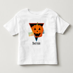 Cute Retro Pumpkin Jack O Lantern Halloween Name Toddler T-Shirt