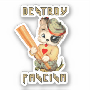 Cute Retro Puppy - Destroy Fascism