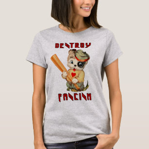 Cute Retro Puppy - Destroy Fascism T-Shirt
