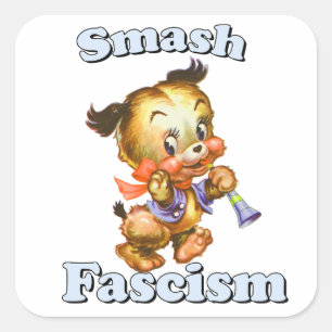 Cute Retro Puppy - Smash Fascism Square Sticker
