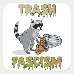 Cute Retro Racoon - Trash Fascism Square Sticker