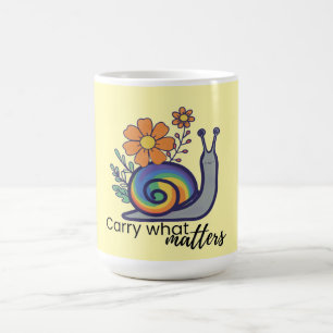 Cute Retro Rainbow Floral Snail Coffee Mug