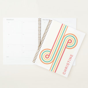 Cute Retro Rainbow Line Art Planner