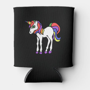 Cute retro rainbow unicorn can cooler