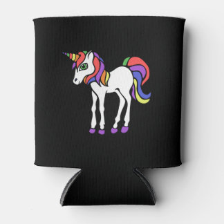 Cute retro rainbow unicorn can cooler