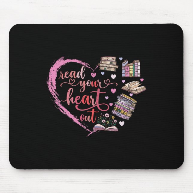 Cute Retro Reading Book Reader Women Valentine  Mouse Mat (Front)