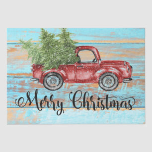 Cute Retro Red Truck Country Christmas Tissue Paper