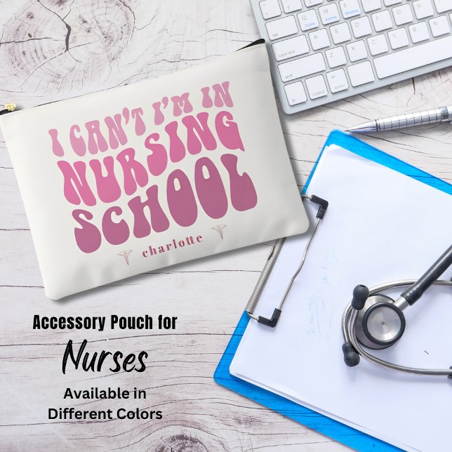 Cute Retro Registered Nurse Graduation Gift Custom Accessory Pouch (Creator Uploaded)