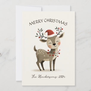 Cute Retro Reindeer Christmas Card
