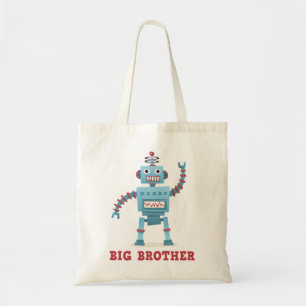 Cute retro robot cartoon android big brother tote bag