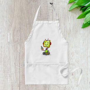 Cute Retro Robot Cartoon Fun AI Tech Digital Art  Standard Apron